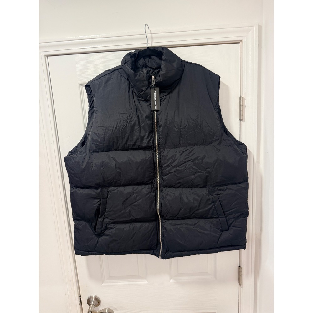 PrettyLittleThing Plus Nylon Padded Oversized Gilet Black‎ XXL Puffer Vest Cozy